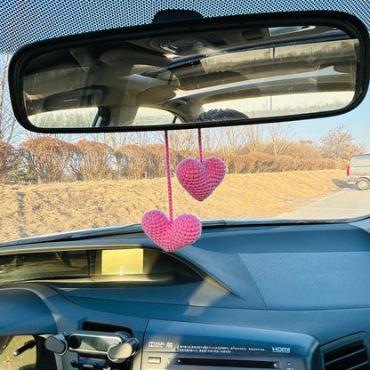 Cute Love shape heart Car Accessories Mirror Hanging Charm Fruit Decor Teens Interior Rear View Mirror for Women
