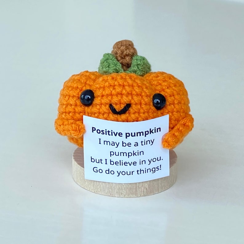 2PCS Crochet Supportive Pumpkin/Ghost, Positive Pumpkin, Positive Ghost, Cute Crochet Desk Accessory, Coworkers Gift, Halloween Gift