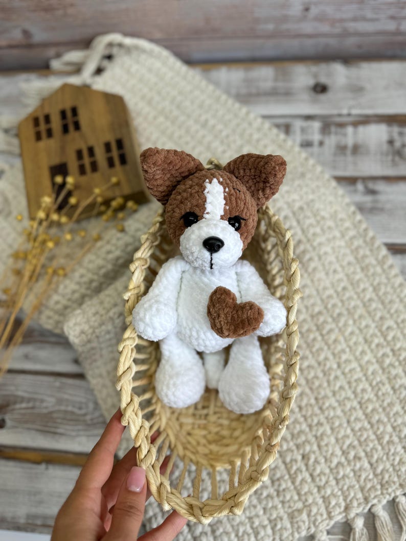 Jack Russell Terrier Amigurumi Figure, Handmade Crochet Dog Decor, Dog Collectible, Jack Russell Gift, Animal Figurine