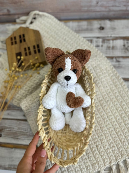Jack Russell Terrier Amigurumi Figure, Handmade Crochet Dog Decor, Dog Collectible, Jack Russell Gift, Animal Figurine