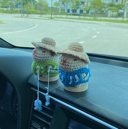 Crochet Capybara Fishing Car Dashboard, Kawaii Capybara Car Decoration, Cute Capybara Car Accessories, Capybara Gifts