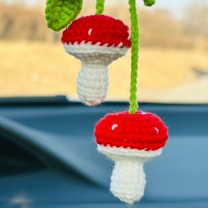 Cute mushroom Flower Car Accessories Mirror Hanging Charm Fruit Decor Teens Interior Rear View Mirror for Women
