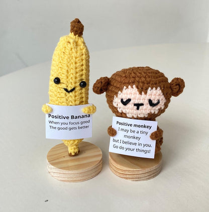Handmade Positive Banana, Emotional Inspirational Monkey Crochet, Funny Best Friend Gift, Teacher, Co worker, Gifts For Her, Supportive Gift