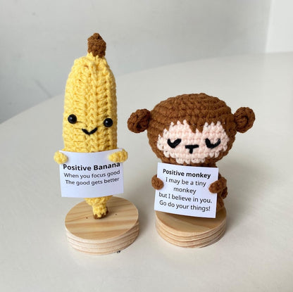 Handmade Positive Banana, Emotional Inspirational Monkey Crochet, Funny Best Friend Gift, Teacher, Co worker, Gifts For Her, Supportive Gift