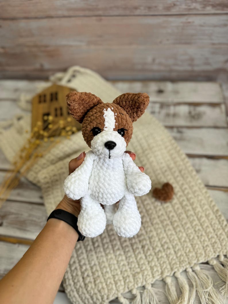 Jack Russell Terrier Amigurumi Figure, Handmade Crochet Dog Decor, Dog Collectible, Jack Russell Gift, Animal Figurine