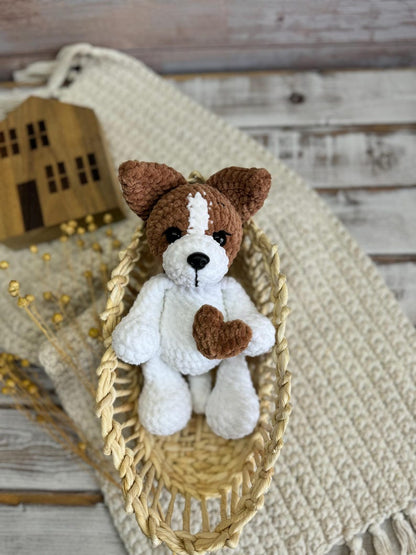 Jack Russell Terrier Amigurumi Figure, Handmade Crochet Dog Decor, Dog Collectible, Jack Russell Gift, Animal Figurine