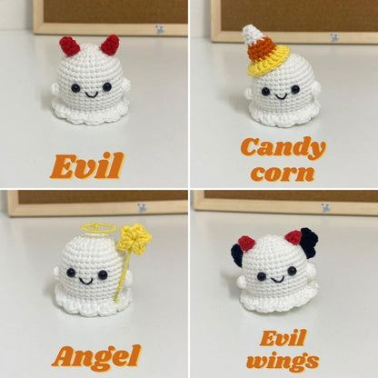 Crochet Ghost Keychain, Cute Halloween Ghost, Little Ghost Amigurumi Plushie, Pumpkin Witchy Evil Ghosts, Halloween Gift, Halloween Decor