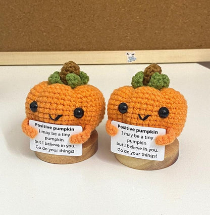 Crochet Supportive Pumpkin, Positive Pumpkin, Pumpkin Decoration, Crochet Halloween Desk Decor, Coworkers Gift, Halloween Gift