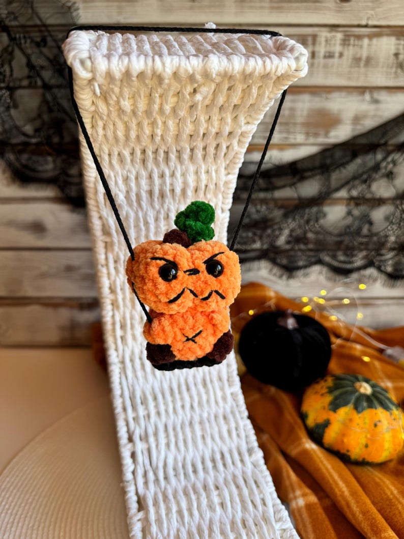Halloween car charms rear view mirror Voodoo pumpkin clown frankenstein, crochet car mirror hanger, Halloween decor accessory