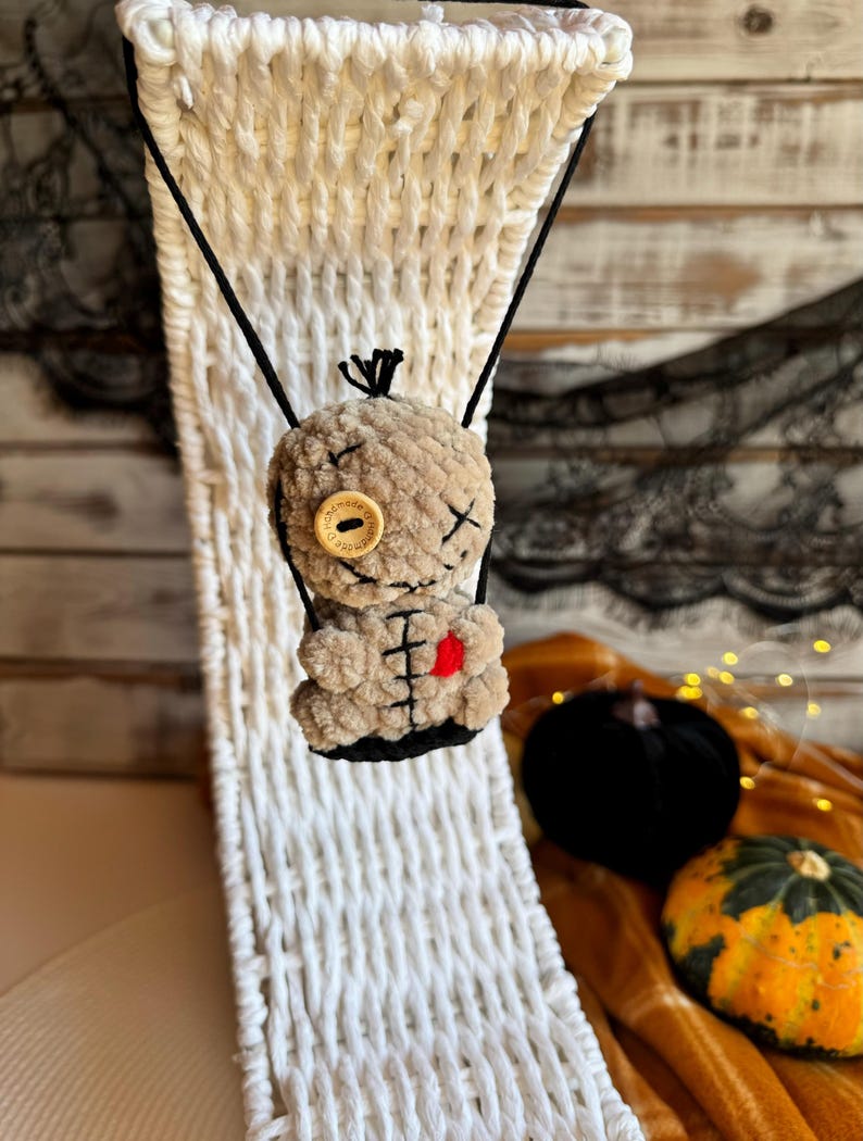 Halloween car charms rear view mirror Voodoo pumpkin clown frankenstein, crochet car mirror hanger, Halloween decor accessory