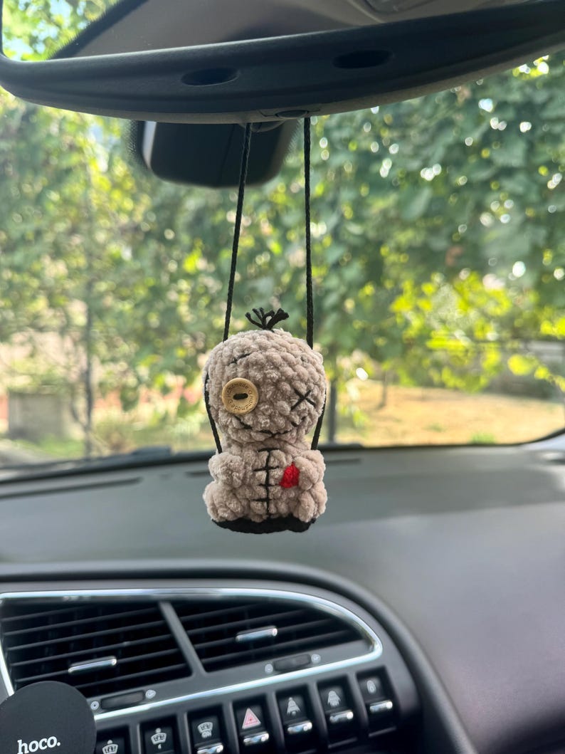 Halloween car charms rear view mirror Voodoo pumpkin clown frankenstein, crochet car mirror hanger, Halloween decor accessory