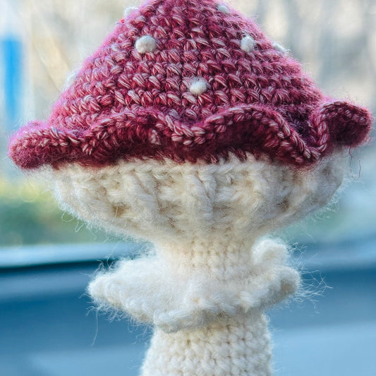 Handmade Cute mushroom Car Accessories Mirror Hanging Charm Fruit Decor Teens Flower Interior Rear View Mirror for Women