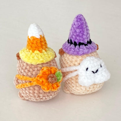 Crochet Capybara Themed Halloween Fall Keychain, Amigurumi Capybara, Capybara With Bag Plush Toy Keychains, Mini Capybara Halloween Gifts