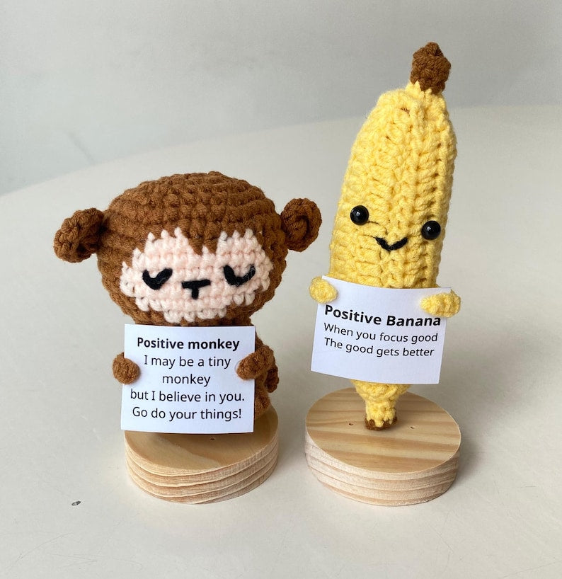 Handmade Positive Banana, Emotional Inspirational Monkey Crochet, Funny Best Friend Gift, Teacher, Co worker, Gifts For Her, Supportive Gift