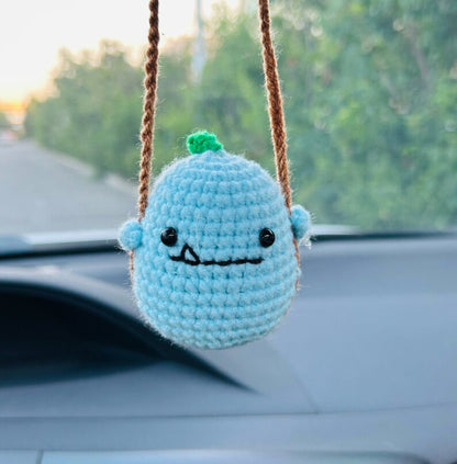 Cute Swing chicken duck dinosaur Crochet Car Mirror Hanging Accessories for Women Teens Interior Rear View Mirror animal Charm Decor
