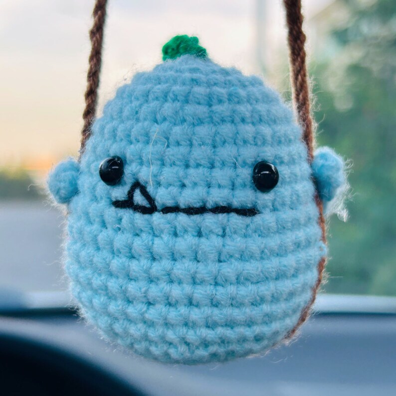 Cute Swing chicken duck dinosaur Crochet Car Mirror Hanging Accessories for Women Teens Interior Rear View Mirror animal Charm Decor