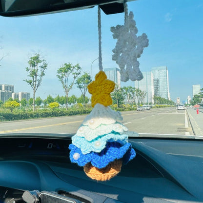 Cute Christmas tree Crochet Car Mirror Hanging Accessories for Women Teens Interior Rear View Mirror animal Charm Decor