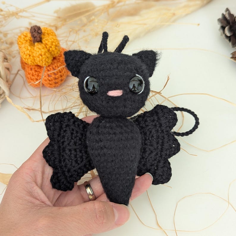 Crochet Bat Car Charm | Handamade Gothic Bat Rearview Mirror Hanger