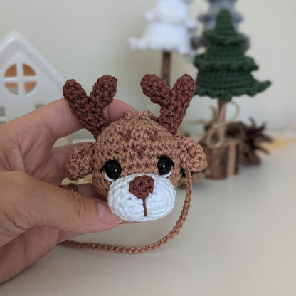 Crochet Reindeer Car Charm | Reindeer Plush Rearview Mirror Hanger