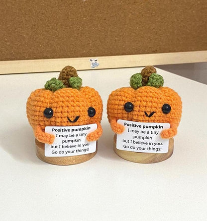 Crochet Supportive Pumpkin, Positive Pumpkin, Pumpkin Decoration, Crochet Halloween Desk Decor, Coworkers Gift, Halloween Gift