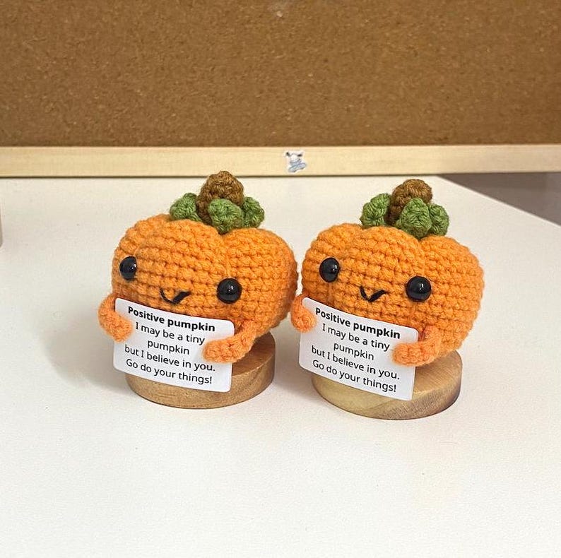 Crochet Supportive Pumpkin, Positive Pumpkin, Pumpkin Decoration, Crochet Halloween Desk Decor, Coworkers Gift, Halloween Gift