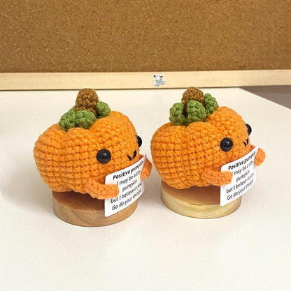 Crochet Supportive Pumpkin, Positive Pumpkin, Pumpkin Decoration, Crochet Halloween Desk Decor, Coworkers Gift, Halloween Gift