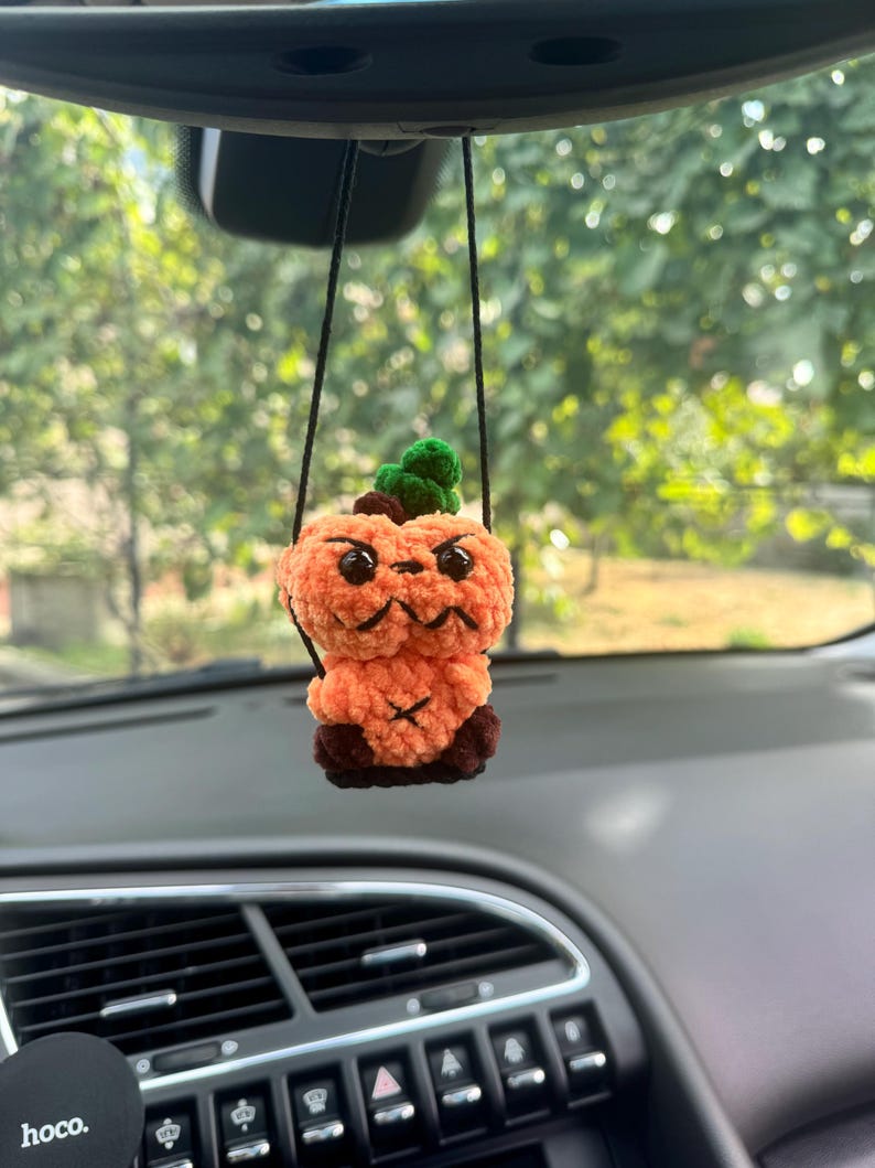 Halloween car charms rear view mirror Voodoo pumpkin clown frankenstein, crochet car mirror hanger, Halloween decor accessory