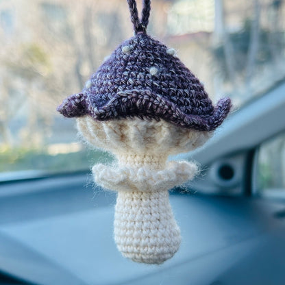 Handmade Cute mushroom Car Accessories Mirror Hanging Charm Fruit Decor Teens Flower Interior Rear View Mirror for Women