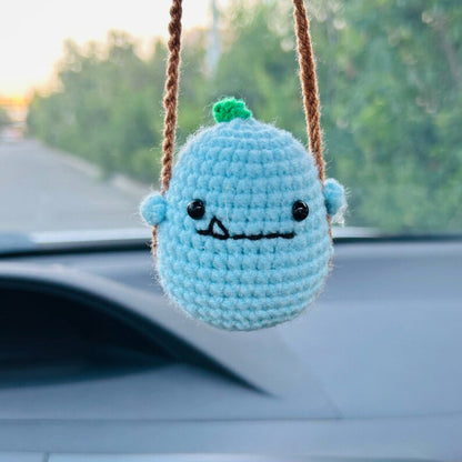 Cute Swing chicken duck dinosaur Crochet Car Mirror Hanging Accessories for Women Teens Interior Rear View Mirror animal Charm Decor