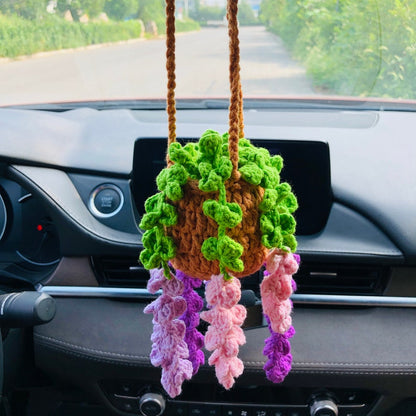 Handmade crochet lavender flower Car Mirror Hanging sunflower Interior Rear View Mirror Car Accessories gift for car