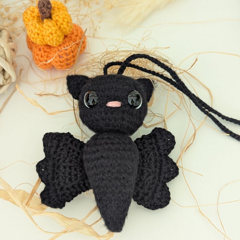 Crochet Bat Car Charm | Handamade Gothic Bat Rearview Mirror Hanger
