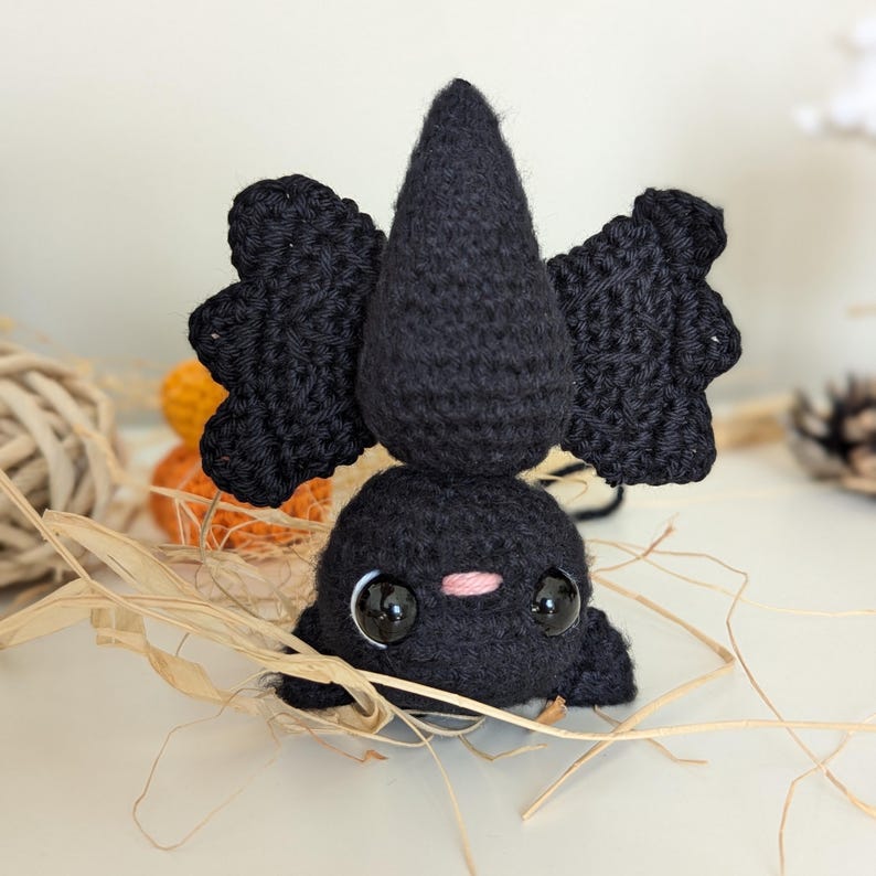 Crochet Bat Car Charm | Handamade Gothic Bat Rearview Mirror Hanger