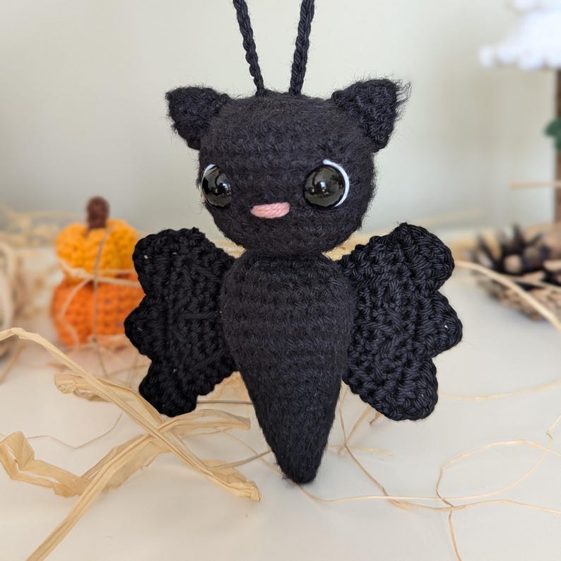 Crochet Bat Car Charm | Handamade Gothic Bat Rearview Mirror Hanger