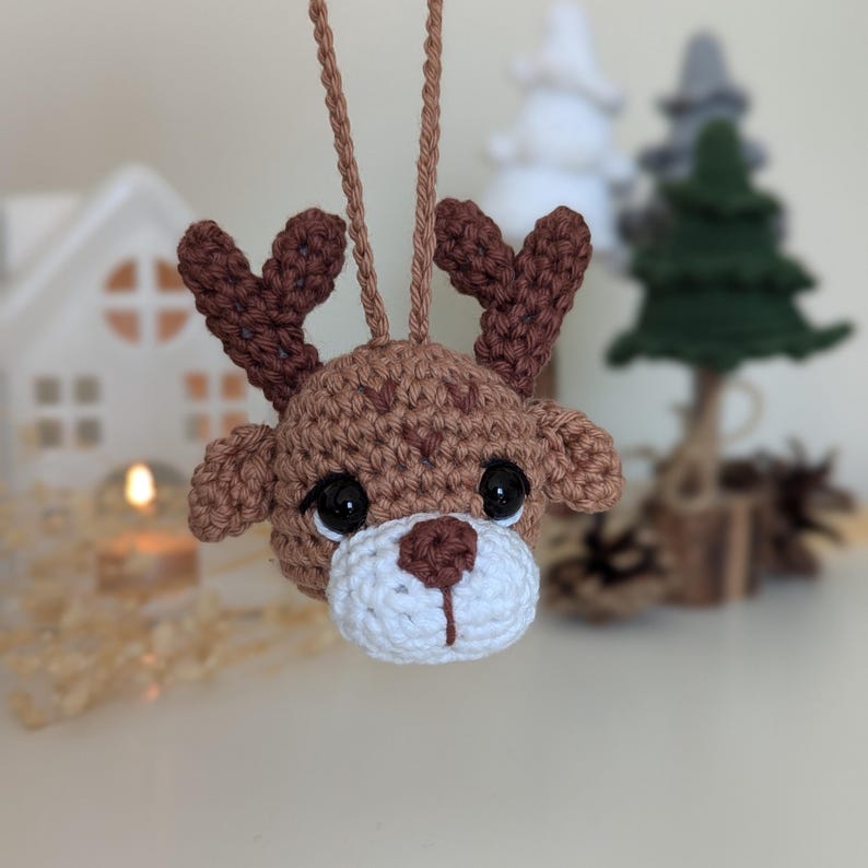 Crochet Reindeer Car Charm | Reindeer Plush Rearview Mirror Hanger