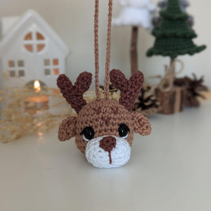 Crochet Reindeer Car Charm | Reindeer Plush Rearview Mirror Hanger