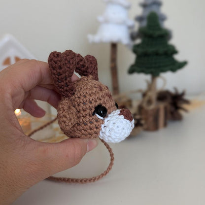 Crochet Reindeer Car Charm | Reindeer Plush Rearview Mirror Hanger