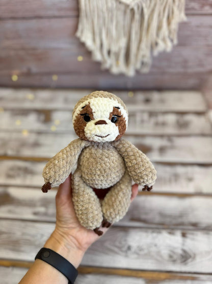 Crochet Sloth Decor, Handmade Sloth Plush Keepsake, Jungle Shelf Decor, Sloth Lover Gift, Cute Animal Collectible