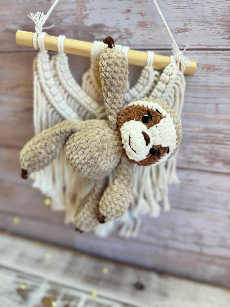 Crochet Sloth Decor, Handmade Sloth Plush Keepsake, Jungle Shelf Decor, Sloth Lover Gift, Cute Animal Collectible