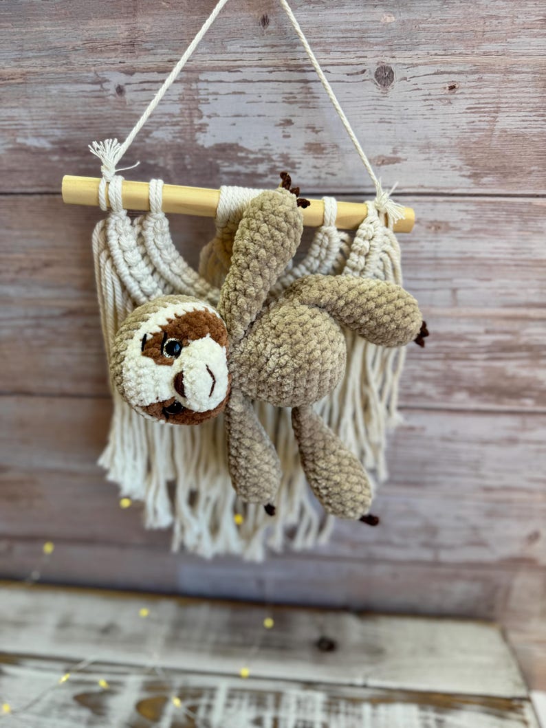Crochet Sloth Decor, Handmade Sloth Plush Keepsake, Jungle Shelf Decor, Sloth Lover Gift, Cute Animal Collectible