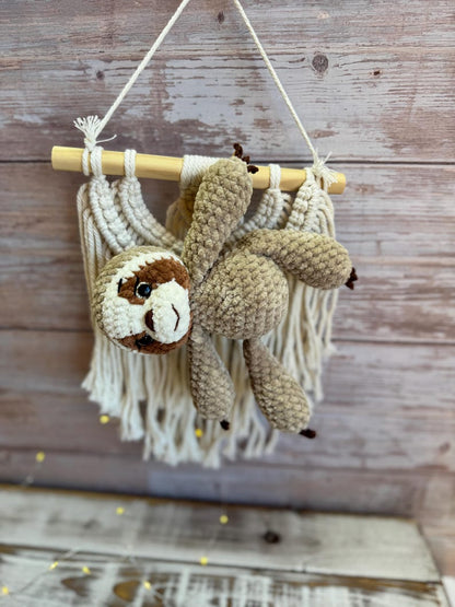 Crochet Sloth Decor, Handmade Sloth Plush Keepsake, Jungle Shelf Decor, Sloth Lover Gift, Cute Animal Collectible