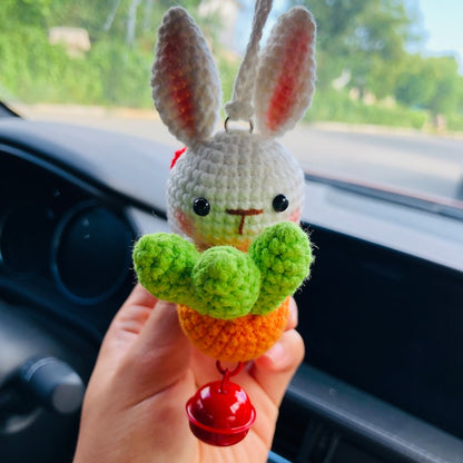 Cute Rabbit Carrot Car Accessories Mirror Hanging Charm Fruit Decor flower car Teens Interior Rear View Mirror for Women