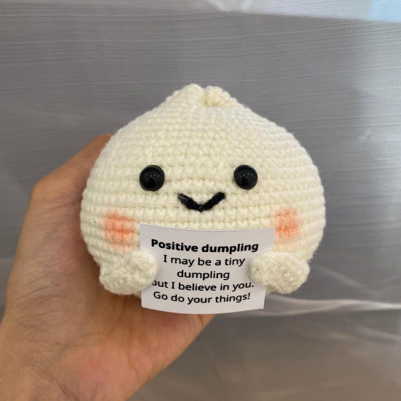Funny Positive Dumpling, Knitted Dumpling Toy With Positive Card, Cute Wool Inspirational Dumpling Crochet Food Doll Cheer Up Gifts