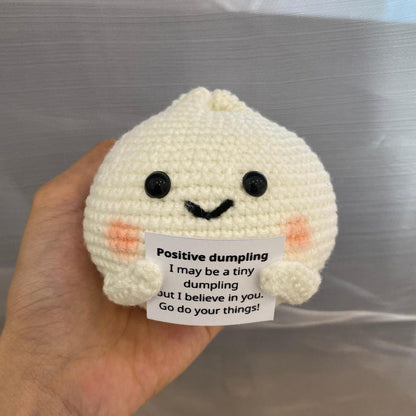 Funny Positive Dumpling, Knitted Dumpling Toy With Positive Card, Cute Wool Inspirational Dumpling Crochet Food Doll Cheer Up Gifts