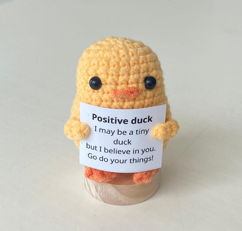 Crochet Animals Supportive Gifts, Crochet Duck/Mallard Duck Positive Affirmations, Funny Desk Decor, Friend Coworker Birthday Gifts