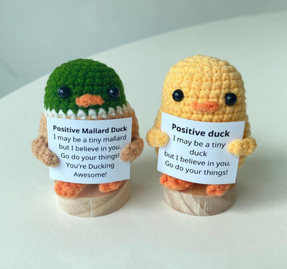 Crochet Animals Supportive Gifts, Crochet Duck/Mallard Duck Positive Affirmations, Funny Desk Decor, Friend Coworker Birthday Gifts