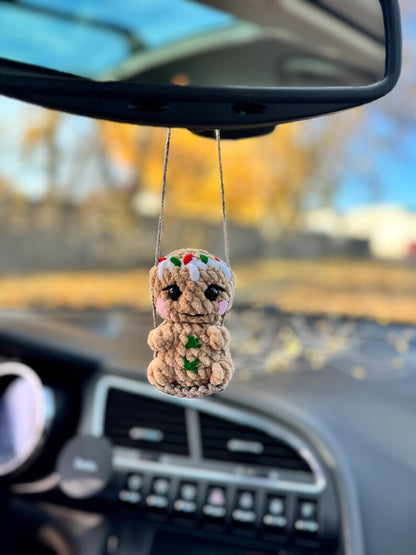 Christmas сar charm rear view mirror / Santa Claus Grinch Snowman Gingerbread man Deer crochet car hanger decor / Christmas gift