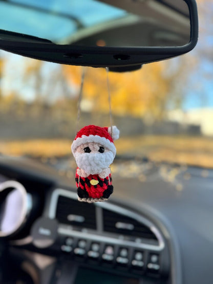 Christmas сar charm rear view mirror / Santa Claus Grinch Snowman Gingerbread man Deer crochet car hanger decor / Christmas gift