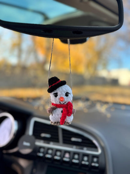 Christmas сar charm rear view mirror / Santa Claus Grinch Snowman Gingerbread man Deer crochet car hanger decor / Christmas gift