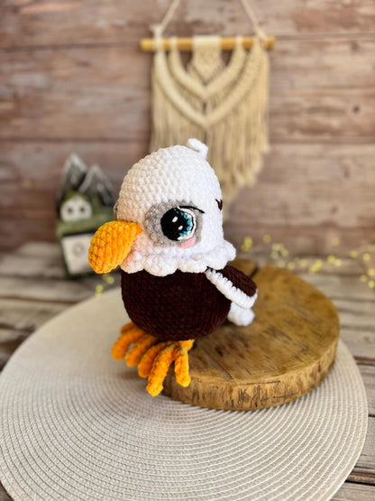 Crochet Bald Eagle Amigurumi Figure, Handmade Eagle Decor, Patriotic Collectible, USA Gift, Bird Lover Gift