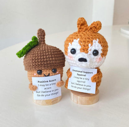 Handmade Positive Squirrel, Supportive Acorn Crochet, Funny Best Friend Teacher, Coworker, Gifts For Her, Animal Supportive Gift